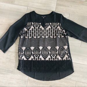 Zac & Rachel Blouse Black & Pink Size L